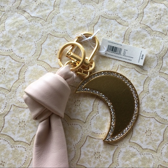 Tory Burch Leather Bow Key Fob, Shell Pink - Picture 7 of 8